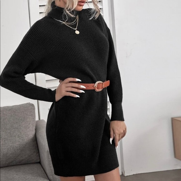 Cozy off White turtleneck loose fit knit sweater dress Minimalist - Picture 9 of 15